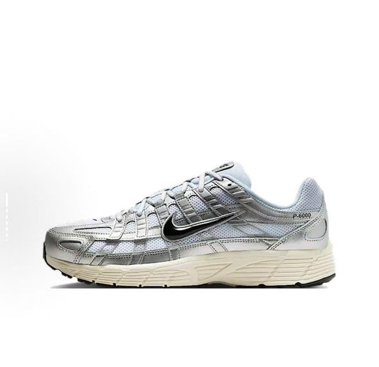 Nike P-6000 White Metallic Silver Flat Silver Black